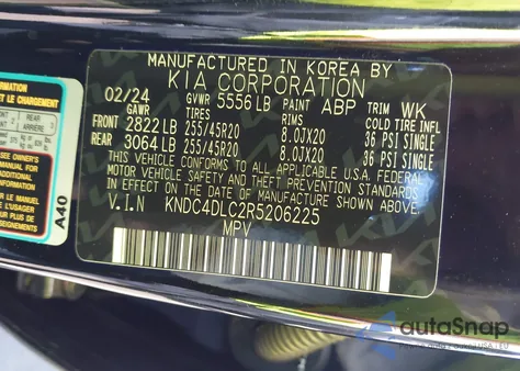 2024 Kia Ev6 Gt-Line из США, поврежденный, VIN KNDC4DLC2R5206225